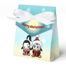 2 Pássaros de Amor Polares Celebrando o Natal