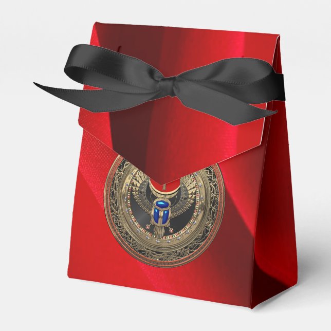 Caixinha De Lembrancinhas [300] Scarab Dourado Egípcio Alado Sagrado com Ank (Frente)