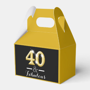 Caixinha De Lembrancinhas 40 e aniversário preto fabuloso do ouro
