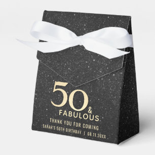 Caixinha De Lembrancinhas 50º aniversário 50 e Fabuloso Dourado Elegante Neg