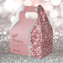 Caixinha De Lembrancinhas 50º aniversário do Elegante Rosa Dourado