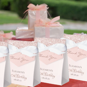 Caixinha De Lembrancinhas 50º Aniversário rosa dourado glamour obrigado