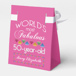 Caixinha De Lembrancinhas 50. º Aniversário Mais Fabuloso Gems Framboesa R