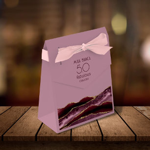 Caixinha De Lembrancinhas 50 e Fabuloso Aniversário de 50 anos em Rosa Burgu