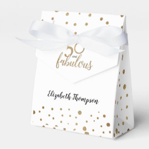 Caixinha De Lembrancinhas 50 e fabuloso Aniversário Dourado Confetti Branco