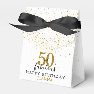 Caixinha De Lembrancinhas 50 e Fabuloso Aniversário Dourado e Preto Elegante