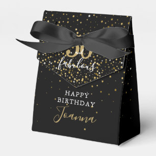 Caixinha De Lembrancinhas 50 e Fabuloso Aniversário Dourado e Preto Elegante