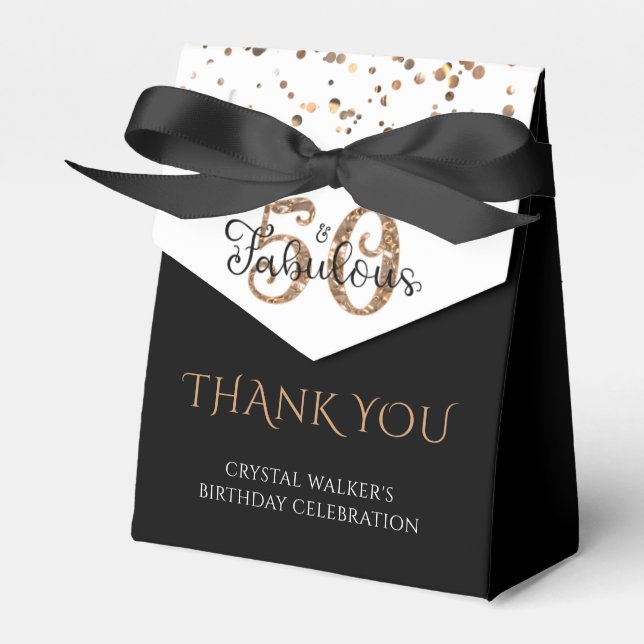 Caixinha De Lembrancinhas 50 E FABULOSO Dourado Elegante Obrigado (Frente)