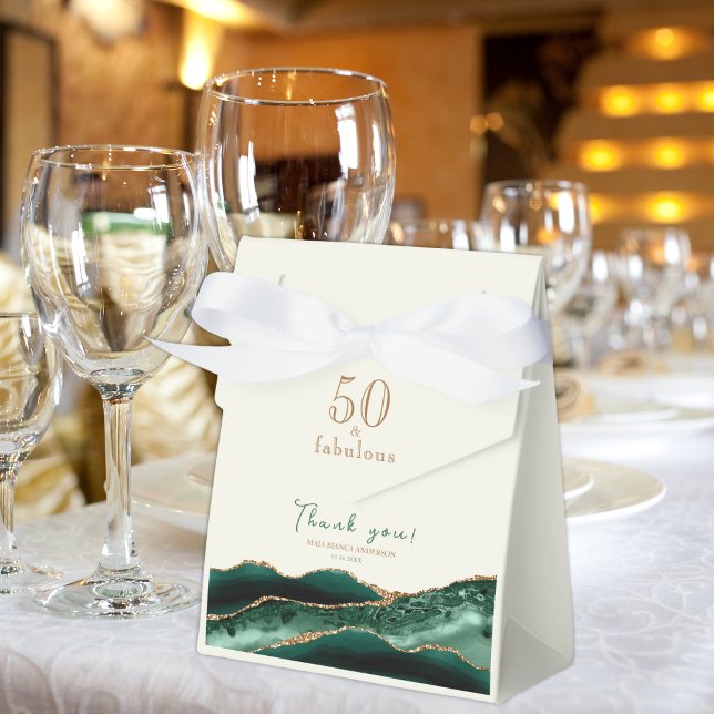 Caixinha De Lembrancinhas 50 e Fabuloso Emerald Green Agate Dourado Obrigado (Criador carregado)