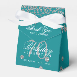 Caixinha De Lembrancinhas 70 de Silver Aniversário Obrigado Confetti Teal
