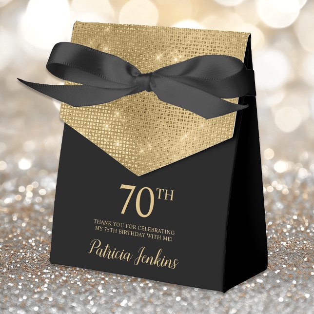 Caixinha De Lembrancinhas 70th Birthday Gold Thank You Favor Box (Criador carregado)