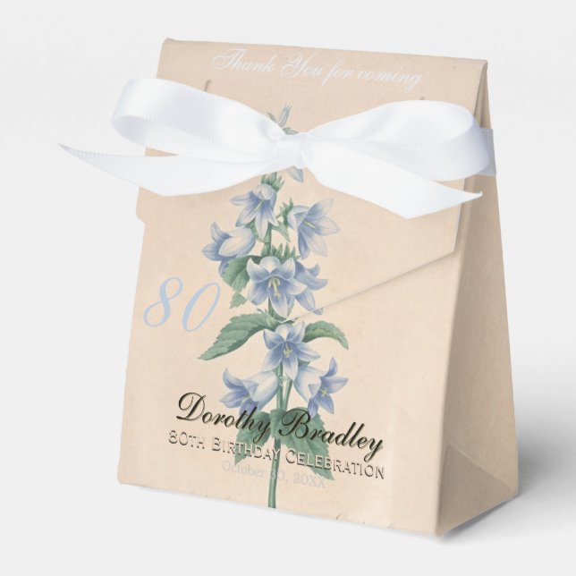 Caixinha De Lembrancinhas 80 Birthday Botanical Campanula Obrigado (Frente)