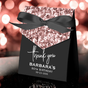 Caixinha De Lembrancinhas 80 Birthday Obrigado Rosa do Dourado Script Glitte