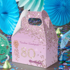 Caixinha De Lembrancinhas 80 de fita e brilho Dourado do rosa
