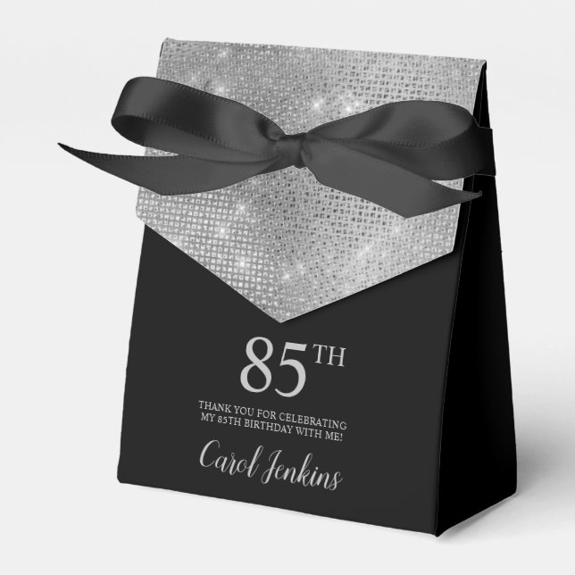 Caixinha De Lembrancinhas 85th Birthday Silver Thank You Favor Box (Frente)