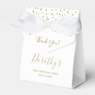 Caixinha De Lembrancinhas 90 Birthday Elegant Dourado Confetti White