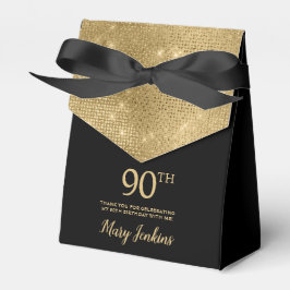 Caixinha De Lembrancinhas 90th Birthday Gold Thank You Favor Box