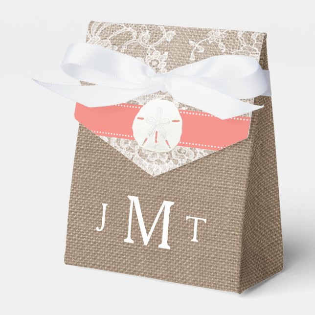 Caixinha De Lembrancinhas A Coleção de Casamento de Praia do Dólar de Areia  (Frente)