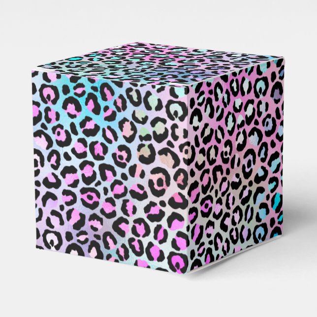 Caixinha De Lembrancinhas A Design 12 da Série Leopardo Iridescente (Frente)