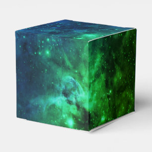 Caixinha De Lembrancinhas A Galáxia Estende Padrão Neon Verde Espacial