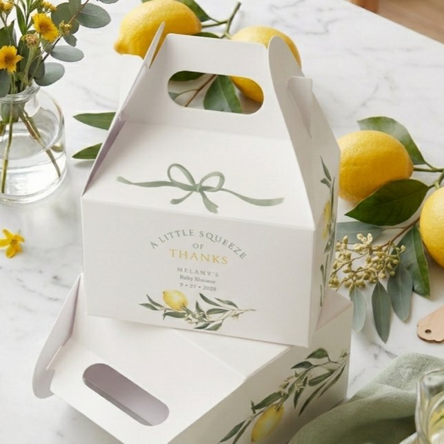 Caixinha De Lembrancinhas A Squeeze of Thanks Lemon Citrus Baby Shower (A Squeeze of Thanks Lemon Citrus Baby Shower Favor Boxes)