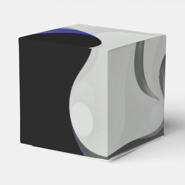 Caixinha De Lembrancinhas Abaixo do Azul: Cinza Abstrato, Preto e Azul (Verso)