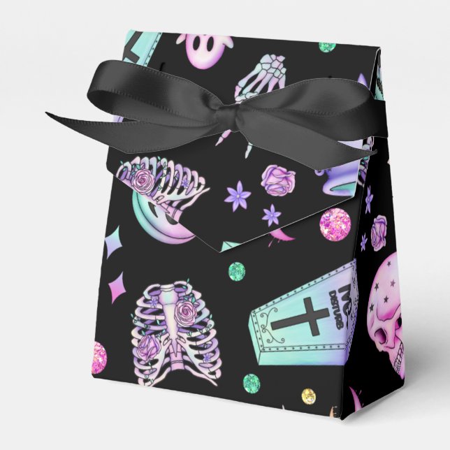 Caixinha De Lembrancinhas Abelhas góticas e cemitério de Halloween (Frente)