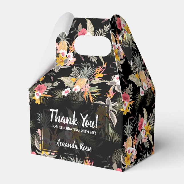 Caixinha De Lembrancinhas Abiurana Flores no Gable Preto (Frente)