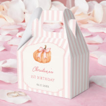 Abóbora Laranja Laço Rosa Aniversário de 1 ano
