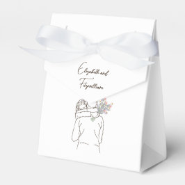 Caixinha De Lembrancinhas Abraço de Casal de Arte de Linha Minimalista com B