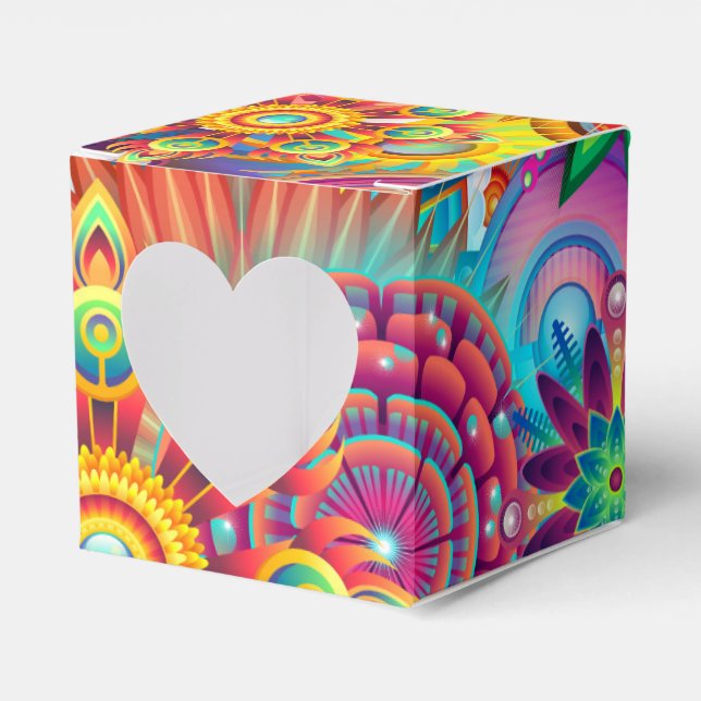 Caixinha De Lembrancinhas Abstrato Boho do Padrão Retroativo Funky (Frente)