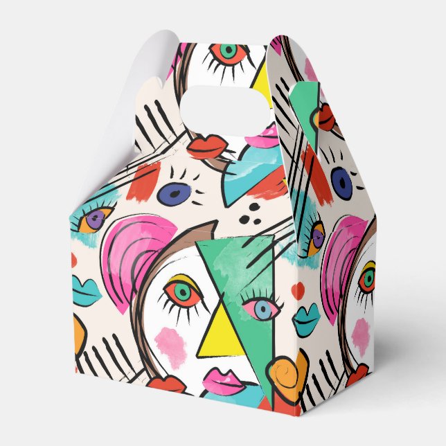 Caixinha De Lembrancinhas Abstrato de Cubismo Moderno Artsy Enfrenta Arte (Frente)