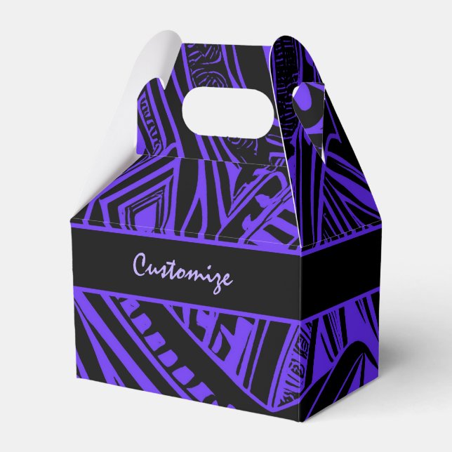 Caixinha De Lembrancinhas Abstrato de Tribal Negro E Roxo (Frente)
