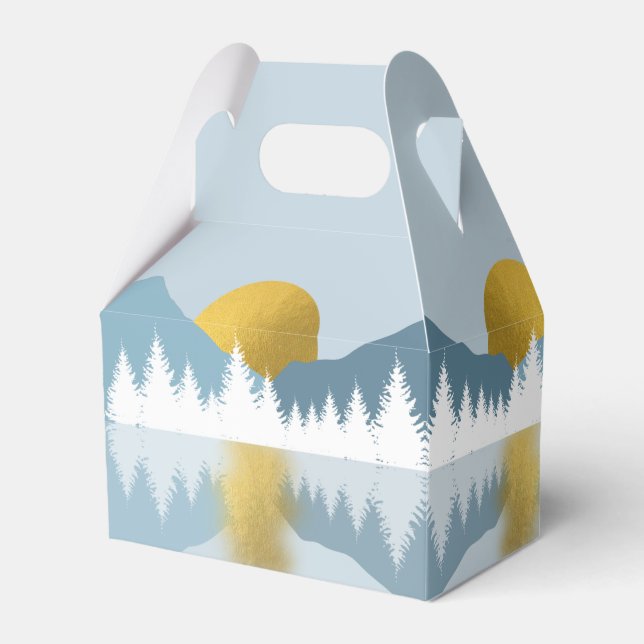 Caixinha De Lembrancinhas Abstrato Landscape Ouro Winter Sunset Sunrise (Frente)