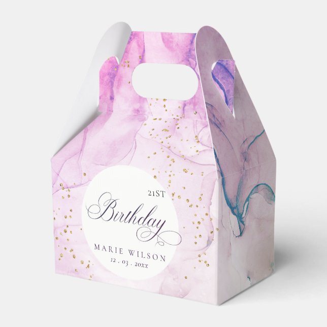 Caixinha De Lembrancinhas Abstrato Pastel Roxo Teal Azul A Qualquer Idade An (Frente)