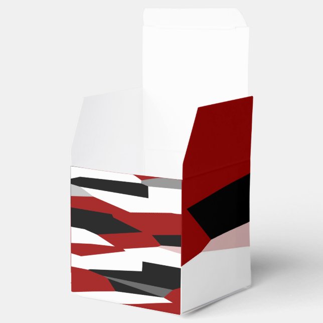 Caixinha De Lembrancinhas Abstrato preto e branco vermelho (Aberto)