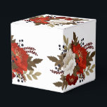 Caixinha De Lembrancinhas Adesivo Quadrado Floral Vermelho e Branco Inverno<br><div class="desc">Adesivo perfeito para casamentos de inverno,  chá de panela,  eventos,  obrigado. Adicione seu texto</div>