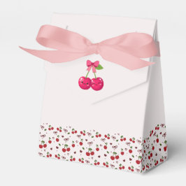 Caixinha De Lembrancinhas Adorável Casal Kawaii Cereja Rosa e Vermelho Casam
