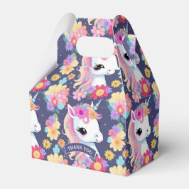 Caixinha De Lembrancinhas Adorável White Baby Unicorn com Flores