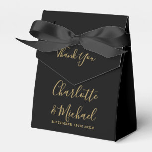 Caixinha De Lembrancinhas Agradecimento de Casamento Chic Preto e Dourado em