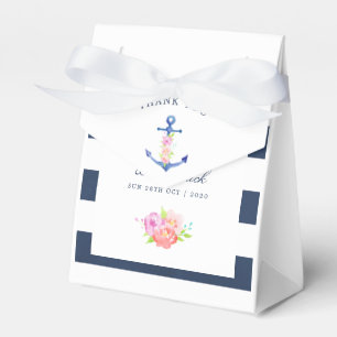 Caixinha De Lembrancinhas Agradecimento de Casamento Floral Náutico em Aquar