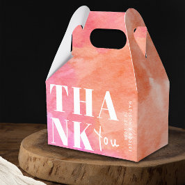 Caixinha De Lembrancinhas Agradeço Casamento Ousado Aquarela Rosa e Laranja