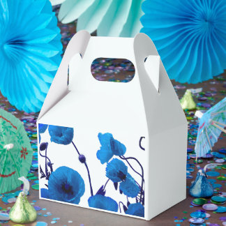 Caixinha De Lembrancinhas Água-forte Floral Azul Papoulas Jardim de Verão