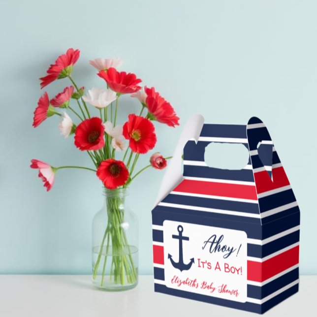 Caixinha De Lembrancinhas Ahoy, é um menino! Chá de fraldas náutico (Criador carregado)
