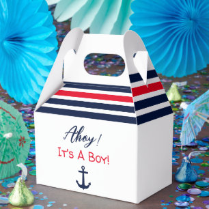 Caixinha De Lembrancinhas Ahoy, é um menino! Chá de fraldas náutico