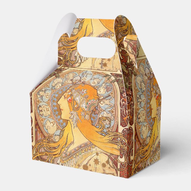 Caixinha De Lembrancinhas Alfonse Mucha Zodiac Art Nouveau Mulher (Frente)
