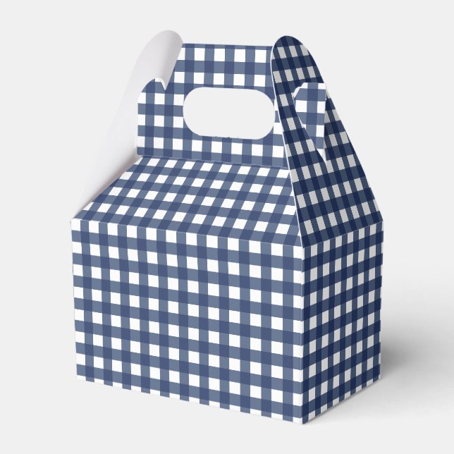 Caixinha De Lembrancinhas Algum Coelhinho é Um Aniversário de Gingham Azul (Frente)