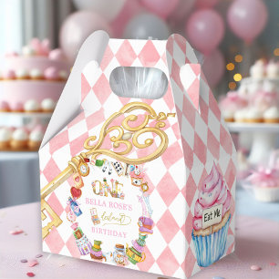 Caixinha De Lembrancinhas Alice no País das Maravilhas 1º aniversário Rosa 