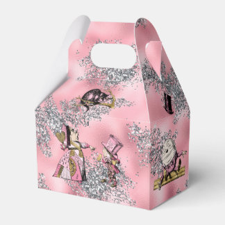 Caixinha De Lembrancinhas Alice no País das Maravilhas em Rosa e Prata
