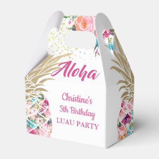 Caixinha De Lembrancinhas Aloha Tropical Pineapple Rosa Floral Aloha